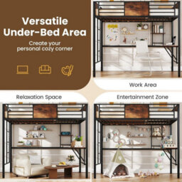 Single Size Loft Bed Frame With Integrated Desk & Storage Shelf - thumbnail 5