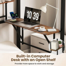 Single Size Loft Bed Frame With Integrated Desk & Storage Shelf - thumbnail 4