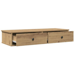 Berkfield Wall Shelf With Drawers Artisian Oak 100X37.5X19 Cm Engineered Wood - thumbnail 7