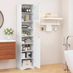 Narrow Corner Floor Cabinet Tall Bathroom Cabinet With 2 Doors - thumbnail 3