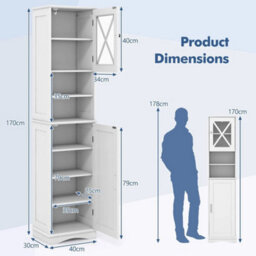 Narrow Corner Floor Cabinet Tall Bathroom Cabinet With 2 Doors - thumbnail 2