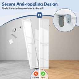 Narrow Corner Floor Cabinet Tall Bathroom Cabinet With 2 Doors - thumbnail 5