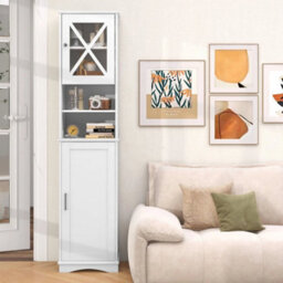 Narrow Corner Floor Cabinet Tall Bathroom Cabinet With 2 Doors - thumbnail 4