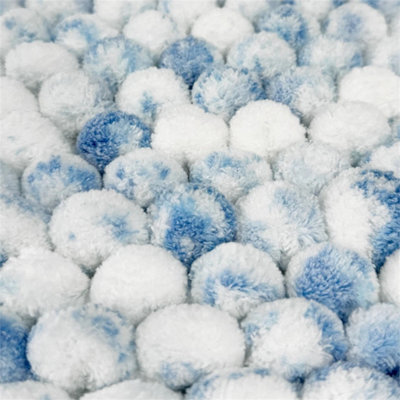 Blue-Chunky Bobble Two Piece Bath & Toilet Pedestal Mat Set Non Slip Soft Rugs - image 1
