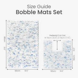 Blue-Chunky Bobble Two Piece Bath & Toilet Pedestal Mat Set Non Slip Soft Rugs - thumbnail 2