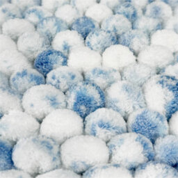 Blue-Chunky Bobble Two Piece Bath & Toilet Pedestal Mat Set Non Slip Soft Rugs - thumbnail 1
