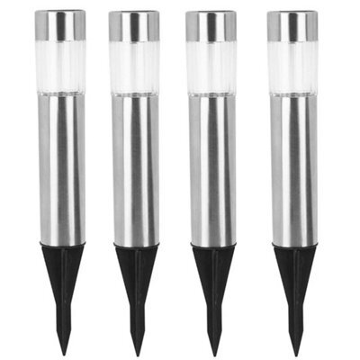 4Pcs Solar Powered Stainless Steel Led Post Stake Lights Garden Patio Outdoor - image 1