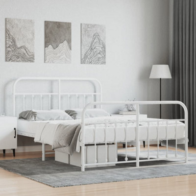 Berkfield Metal Bed Frame With Headboard And Footboard White 135X190 Cm - image 1