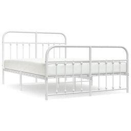 Berkfield Metal Bed Frame With Headboard And Footboard White 135X190 Cm - thumbnail 2