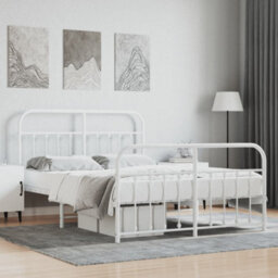 Berkfield Metal Bed Frame With Headboard And Footboard White 135X190 Cm - thumbnail 1