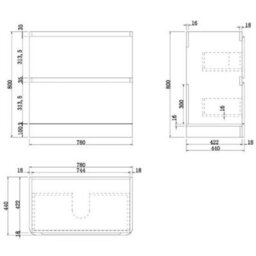 Affine Bathroom Cloakroom Vanity Unit 800mm Wall Hung Cabinet Drawer Anthracite Grey - thumbnail 2