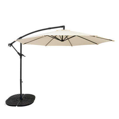 MonsterShop Cantilever Parasol 3M With Full Fan Base Cream - image 1