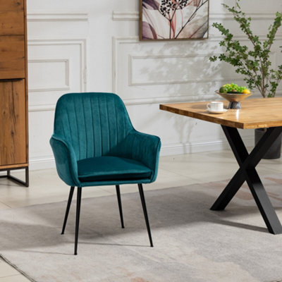 Carrara Velvet Dining Chairs - Set Of 2 - Teal - image 1