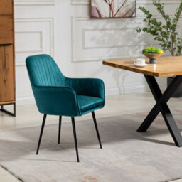 Carrara Velvet Dining Chairs - Set Of 2 - Teal - thumbnail 3