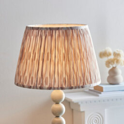 Luminosa Lighting Luminosa Higgledy Gloss Almond White Paint Floor Lamp With Neutral Print Fabric Ikat Shade 35Cm E27 - thumbnail 4