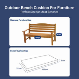 Crescent 2 Seater Outdoor Garden Bench Cushion Cream 120X33X5Cm Thick Foam Patio Seat Pad Water Resistant - thumbnail 3
