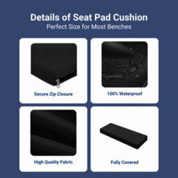 Crescent 2 Seater Outdoor Garden Bench Cushion Cream 120X33X5Cm Thick Foam Patio Seat Pad Water Resistant - thumbnail 5