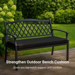 Crescent 2 Seater Outdoor Garden Bench Cushion Cream 120X33X5Cm Thick Foam Patio Seat Pad Water Resistant - thumbnail 4