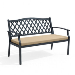 Crescent 2 Seater Outdoor Garden Bench Cushion Cream 120X33X5Cm Thick Foam Patio Seat Pad Water Resistant
