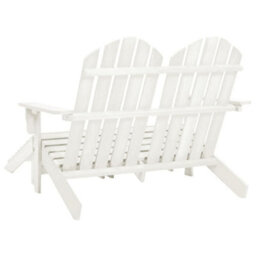 Walplus 2-Seater Garden Adirondack Chair&ottoman Fir Wood White - thumbnail 4