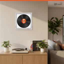 "16X16"" White Rustic Modern Vinyl Record Frame With White Mount For 12 Inch Lp Disc - Ak Frames" - thumbnail 5