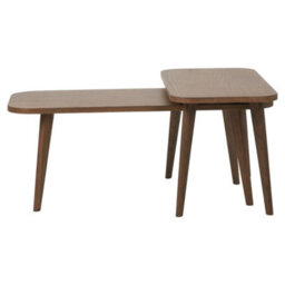 Pacific Lifestyle Nest Of 2 Dark Ash Wood Retro Coffee Tables With Tapered Legs, Mid Century Style, Elias - thumbnail 5