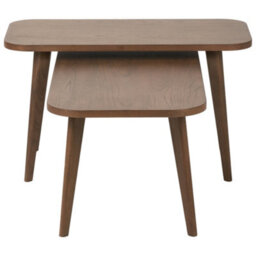 Pacific Lifestyle Nest Of 2 Dark Ash Wood Retro Coffee Tables With Tapered Legs, Mid Century Style, Elias - thumbnail 9
