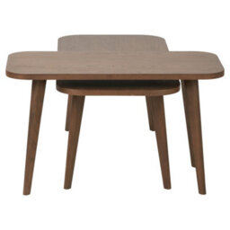 Pacific Lifestyle Nest Of 2 Dark Ash Wood Retro Coffee Tables With Tapered Legs, Mid Century Style, Elias - thumbnail 8