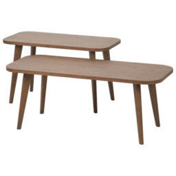 Pacific Lifestyle Nest Of 2 Dark Ash Wood Retro Coffee Tables With Tapered Legs, Mid Century Style, Elias - thumbnail 7