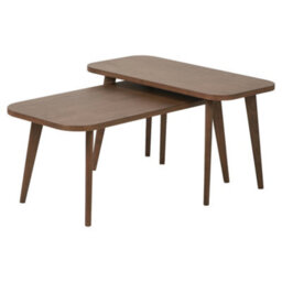 Pacific Lifestyle Nest Of 2 Dark Ash Wood Retro Coffee Tables With Tapered Legs, Mid Century Style, Elias - thumbnail 6