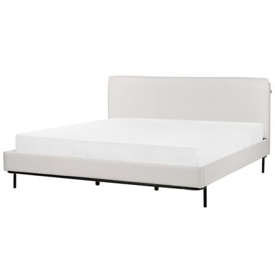 Beliani Bed Fabric Corio 180 X 200 Cm (Eu Super King) Light Grey - image 1