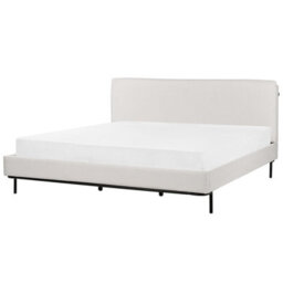 Beliani Bed Fabric Corio 180 X 200 Cm (Eu Super King) Light Grey - thumbnail 1