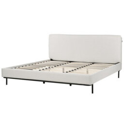 Beliani Bed Fabric Corio 180 X 200 Cm (Eu Super King) Light Grey - thumbnail 4