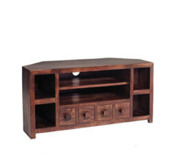 Buttercup Farm Toko Dark Mango Corner Tv Unit - Solid Mango Wood - L45 X W110 X H55 Cm