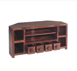 Buttercup Farm Toko Dark Mango Corner Tv Unit - Solid Mango Wood - L45 X W110 X H55 Cm - thumbnail 3