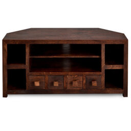 Buttercup Farm Toko Dark Mango Corner Tv Unit - Solid Mango Wood - L45 X W110 X H55 Cm - thumbnail 4