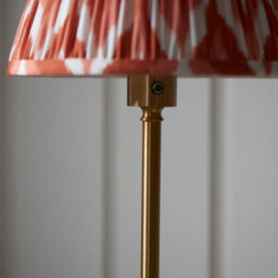 Luminosa Lighting Luminosa Burley Rechargeable Brushed Aged Brass Plate Floor Lamp With Apricot Orange Fabric Zigzag Shade 25Cm Integrated Led - thumbnail 4