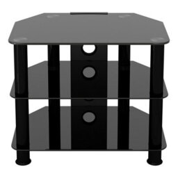 "Avf Classic 60Cm Glass Corner Tv Stand With Cable Management For Tvs Up To 32"" - Black" - thumbnail 2