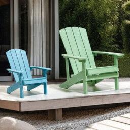 Beliani Kids Outdoor Chair Light Blue - Weather-Resistant Plastic Wood, Stainless Steel Hardware, 7Kg - thumbnail 2
