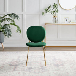 Furniturebox Uk Dining Chair - 2X Ivy Green Velvet Upholstered Dining Chair Gold  Legs - Modern Meets Vintage - Round Seat Back - thumbnail 5