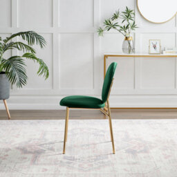 Furniturebox Uk Dining Chair - 2X Ivy Green Velvet Upholstered Dining Chair Gold  Legs - Modern Meets Vintage - Round Seat Back - thumbnail 6