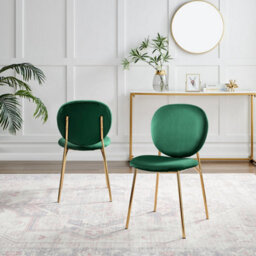 Furniturebox Uk Dining Chair - 2X Ivy Green Velvet Upholstered Dining Chair Gold  Legs - Modern Meets Vintage - Round Seat Back - thumbnail 3