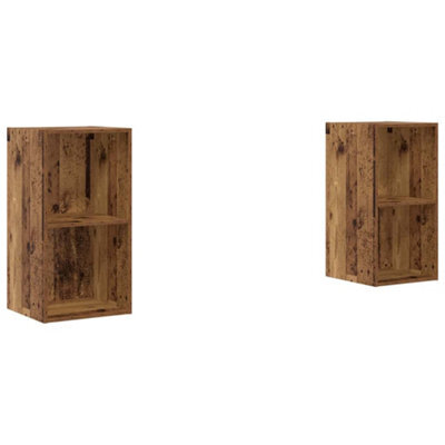 Berkfield Stylish Wall Tv Cabinet 2 Pcs Old Wood 37 X 37 X 72 Cm Engineered Wood - image 1