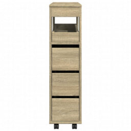 Walplus Narrow Bathroom Cabinet With Wheels Sonoma Oak Engineered Wood - thumbnail 5