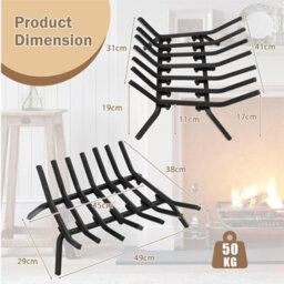 Gainoom V Shape Grill Fireplace Log Grate Heavy-Duty Iron Fireplace Log Holder W/ 7 Steel Bars - thumbnail 2