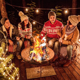 Gainoom V Shape Grill Fireplace Log Grate Heavy-Duty Iron Fireplace Log Holder W/ 7 Steel Bars - thumbnail 3