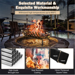 Gainoom V Shape Grill Fireplace Log Grate Heavy-Duty Iron Fireplace Log Holder W/ 7 Steel Bars - thumbnail 7