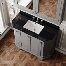 Hudson Reed Floor Standing 4-Door Angled Vanity Unit With 3 Tap Hole Black Marble Top & Basin, Storm Grey, 1036X470mm - thumbnail 3