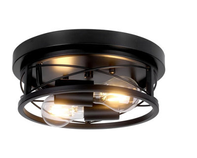 Giggi Round Black 2-Way Ceiling Light With E27 Flush Light Fittings - image 1