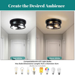 Giggi Round Black 2-Way Ceiling Light With E27 Flush Light Fittings - thumbnail 4